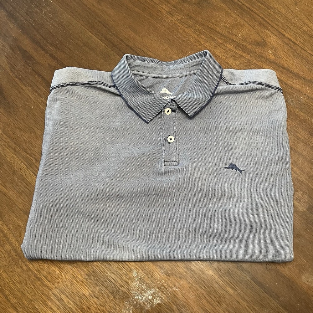 Tommy Bahama Men's L Supima Trim Fit Gray Golf Polo